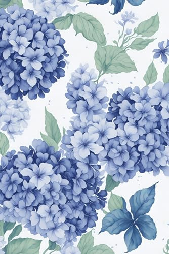 hydrangea flowers blue and purple pattern notebook: 120 white pages , 6x9
