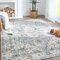 TOPICK Teppich Bunt 120x180cm Area Rugs,Antirutsch Waschbare Teppich Groß,Wohnzimmer Flur Küchenläufer Orientalische Blumendruck Teppich für Schlafzimmer Küche Badezimmer Esszimmer Grau/Blau