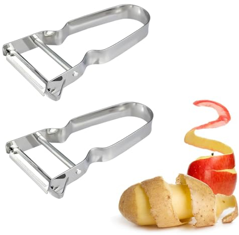 2 Pelaverdure/Pela-asparagi,pelapatate in acciaio INOX, Pelapatate a U, Acciaio inox