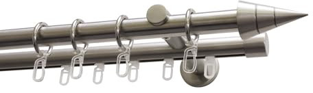 Gardinenstangen Set Kegel 2-Lauf Ø 20 mm edelstahl-optik 200