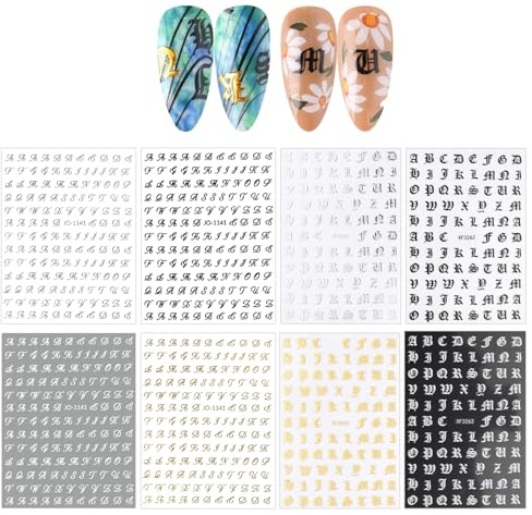 Autocollants À Ongles De 8 Lettres, Autocollants De Décoration De Clous, Matériaux De Nail Art Bricolage, Autocollants À Ongles Auto-Adhésifs, Autocollants À Ongles Rétro.