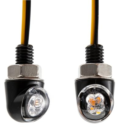 evomosa Mini LED motocicleta Luz intermitente ámbar lado marcador indicador 12V para custom street motocicleta chopper cruiser 8mm tornillo (Negro)
