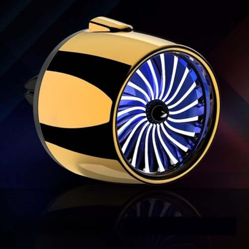 Honseadek Diffuseur d'aromathérapie de voiture pour grille d'aération, désodorisant d'huiles essentielles parfumées avec lumière LED ambiante, rotation à 360°, compatible avec (lumière bleue dorée)