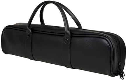 HOODANCOS Estuche y Transporte Conveniente Negro de Cuero para Flauta de 16 Agujeros Protección para Instrumentos Musicales