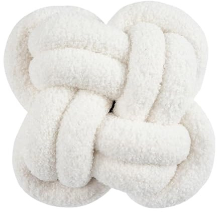XIUsheUA Cojín Anudado a Mano Cojín de Punto Anudado, decoración Ventana, Bola Nudo(White)
