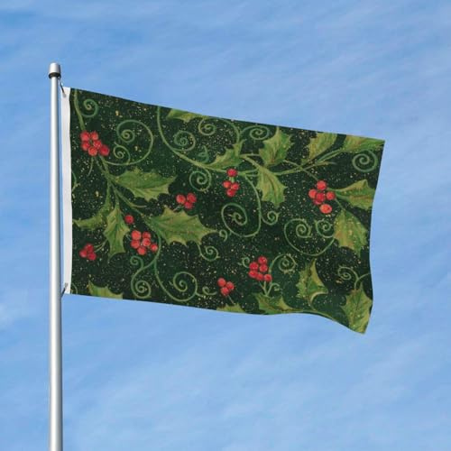 Bandera de acebo de 1.5 m x 0.9 m con ojales, de poliéster, doble cara, para jardín.