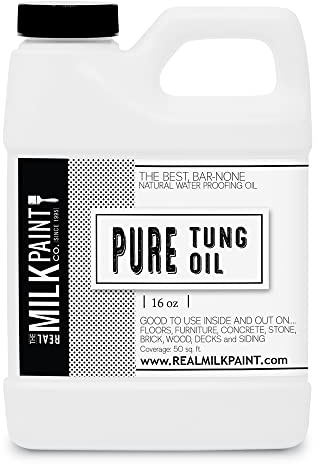 Real Milk Paint, Pure Tung Oil for Wood Finishing, Cutting Boards, Outdoor Furniture, Butcher Blocks, Wood Flooring, Food Grade, Waterproof, 16 oz