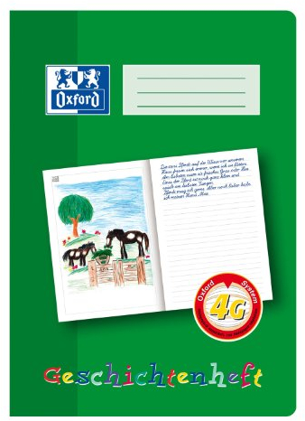 Oxford Geschichtenheft A4, 16 Blatt, Lernheft, Lineatur 4G, grün, 10 Stück
