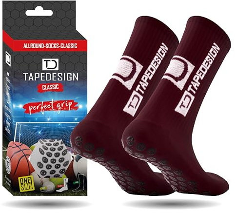 TAPEDESIGN – “Classic” 1 Paire Chaussette antidérapante foot Homme Femme Enfant Rouge Bordelais (37-48), idéales pour le Football, Rugby, Tennis et Basketball, Chaussettes anti ampoul