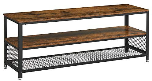 VASAGLE Industrial TV Stand, Lengthened TV Cabinet, Console, Coffee Table with Metal Frame, Wood Grain, for Living Room, Bedroom, Rustic Brown LTV50BX