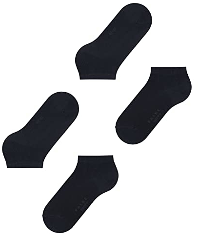 FALKE Damen Sneakersocken Happy Double Pack W Sn Baumwolle kurz einfarbig 2 Paar, Blau Dark Navy 6375, 35-38