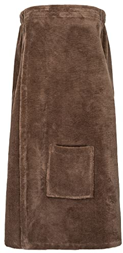 Floringo Saunakilt Luxury Damen, Serie Twin-Star, mit Klettverschluss und aufgesetzter Tasche (braun)