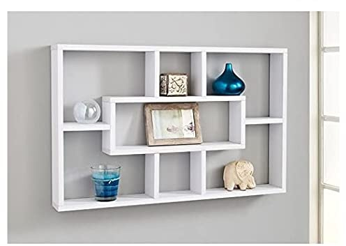 Homme Concept - White Multi Compartment Space Saving Floating Display Shelves Storage Shelf Organiser Unit Home Decor Bookshelf