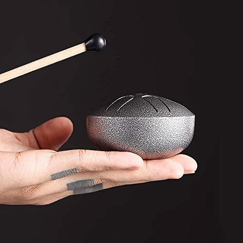 Steel Tongue Drum 3 inch 6 Notes, Mini Hand Drums Tank Drum-Musical Percussion Instrument with Mallets and Music Book, Percussion Instrument for Music Enlightenment, Camping or Yoga Meditation