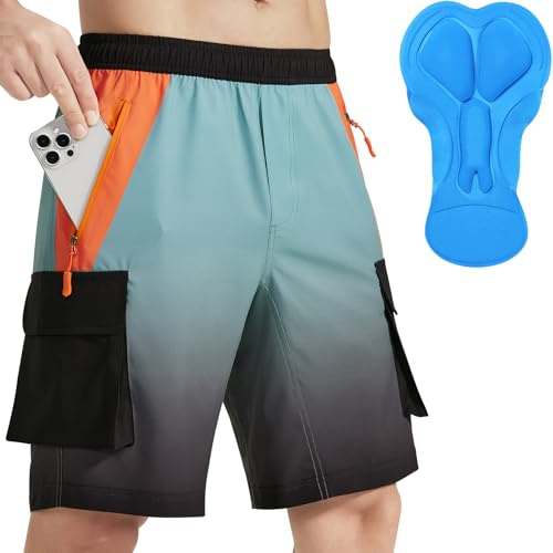 VAYAGER Culotte Corto para Hombre MTB, Pantalón de Ciclismo con Acolchado 3D para Mountain Bike, Short Ciclista de Secado Rápido para Outdoor