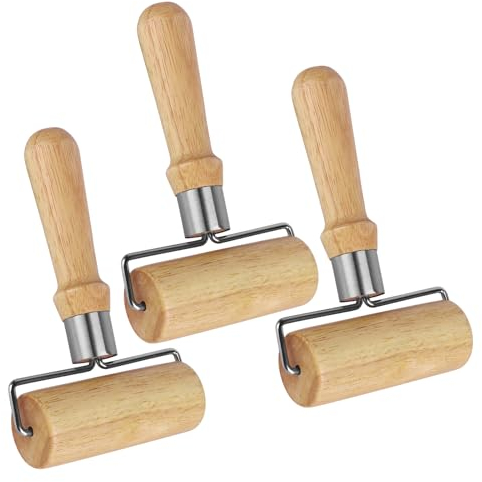 Palmcee Dough Roller, 3 PCS Wooden Rolling Pin with Handles Non- Stick Kitchen Rolling Pin, Comfortable to Grip, T Shape Roller for Cookies, Pizza, Pies & Dumplings, PA-RO-00101