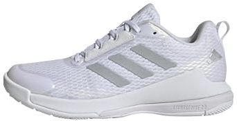 adidas Mujer Novaflight 2 Indoor Shoes, Cloud White/Silver Metallic/Cloud White, 40 2/3 EU