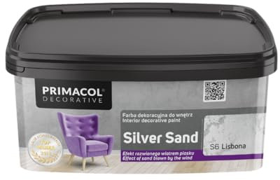 TRANS - PAL Primacol Silver Sand Textured Interior Feature Wall Paint, 1L, Decorative. Decobase of your Choice (S6 LISBONA)
