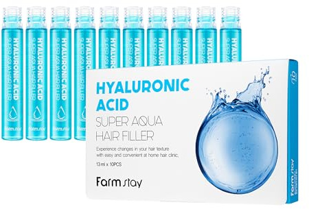 FarmStay Hyaluronic Acid Super Aqua Hair Filler - Keratin and Hyaluronic Acid Hair Treatment - Hair Thickening Products - 10 pc