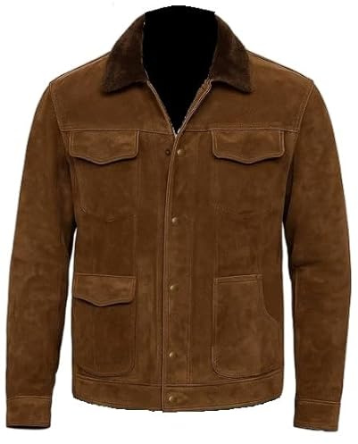 ZM ATTIRE Chaqueta vintage de piel de ante marrón Joel Miller desgastada para hombre, Piel de ante - Chaqueta marrón, 5XL