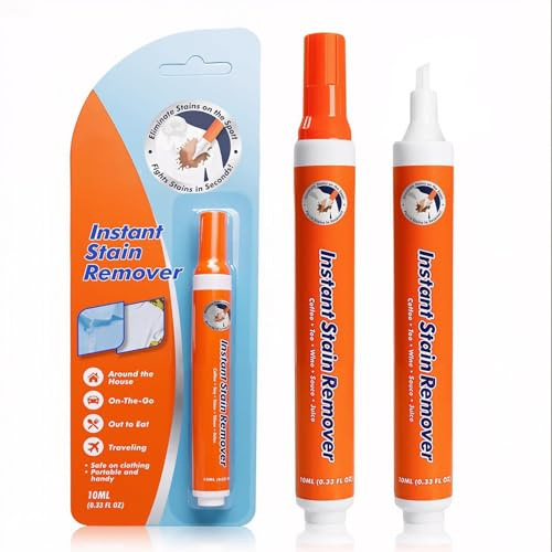 2 Pcs Stain Remover Pen for Clothes Quick Effect and Drying Bleach Laundry Pen Travel Bucket Size to Go Instant Stains Removal Stick for All Fabrics Food Drink Stains