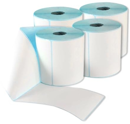 MERCURY- 4 Rollos 1000 Etiquetas termicas Directas Blancas de 100x150mm (4 x 6), Fuerte Adhesion, Etiquetas Adhesivas Universal para Envios .(4 Rollos 1000 Etiquetas)
