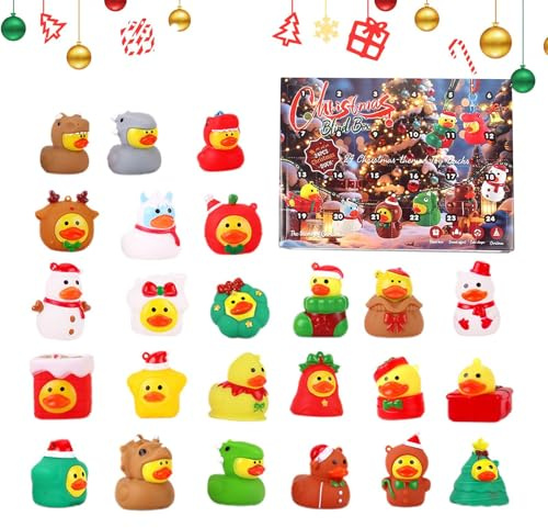 Calendario de cuenta regresiva de Navidad | Calendario de Adviento 2025 Patos de Navidad – Mini figuras coleccionables de 24 días para niños, hombres, mujeres, hogar, niños, niñas, adolescentes
