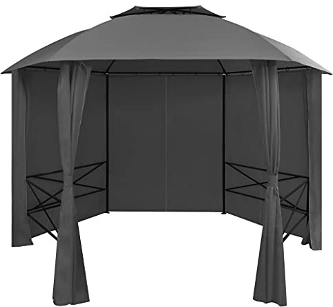 Generico Gazebo Padiglione da Giardino con Tende Esagonale 360x265 cm,Baldacchini e Gazebo