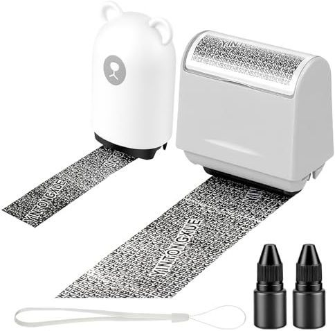 2 PCS Data Defender Roller Stamp, Confidential Roller Stamp with 2-Pack Refills Ink,Identity Theft Protection Roller Stamp Guard Your ID,Privacy Safety Blackout Security Address Blocker Stamp