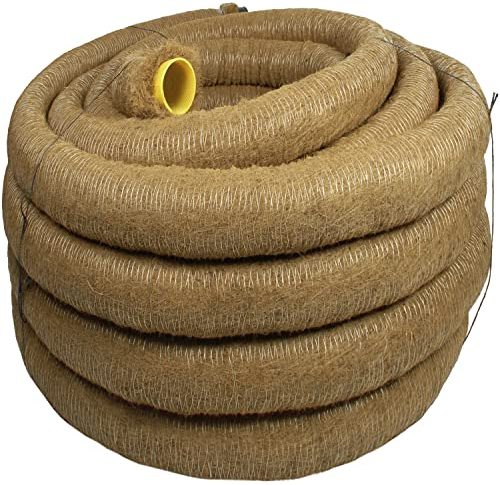 Doubleyou Geovlies & Baustoffe | Kokosdrainage | Drainagerohr mit Kokosummantelung | DN80 Gelocht | 5 Meter | Flexibles PVC-U Dränrohr | DIN 1187 | Effektive Entwässerung für Keller, Garten und mehr