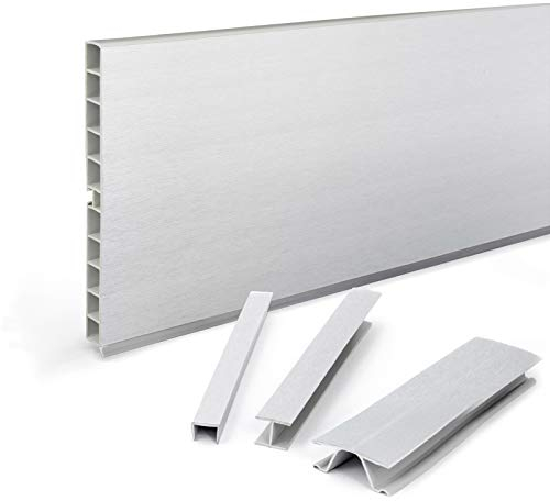 DQ-PP Sockelleiste 6m – Sockelblende – 150mm – Aluminium gebürstet – Kunststoff – Sockel – Sockelprofil – Küchensockel – Kuechensockelleiste für Einbaukueche