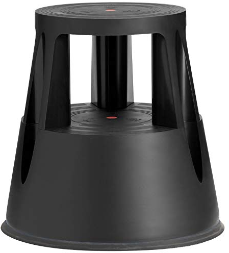 Ergobasis Tritthocker/Rollhocker/Elefantenfuß mit Rollen, 2 Tritthöhen bis Höhe 41 cm, bis 150 kg belastbar (Schwarz)