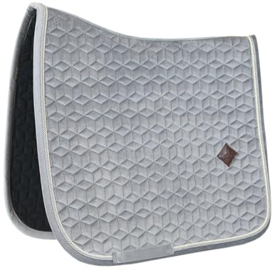 Kentucky Horsewear - Manta de terciopelo para silla de montar básica, doma gris, con doble cordón, transpirable, lavable a máquina, absorbe los golpes