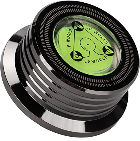 Skivvikt i Metall, Skivstabilisator för Skivspelare, Skivstabilisator i Aluminium, med Vattenpass, för Att Eliminera Vibrationer, för LP-vinylskivspelare(Ljussvart)