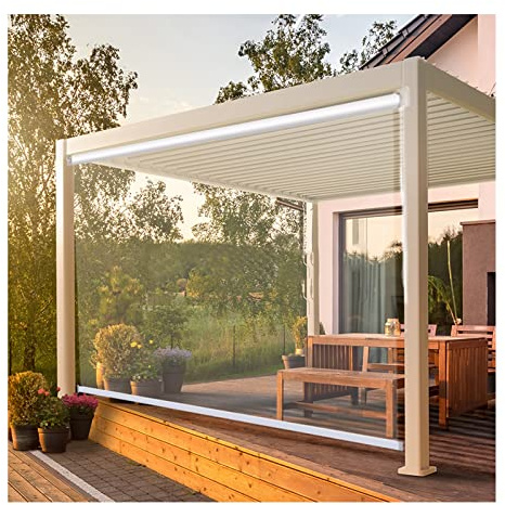 SHUDONGDEN Tenda avvolgibile impermeabile trasparente, avvolgibile, per balcone, terrazza, in plastica PVC, trasparente, 160 x 180 cm