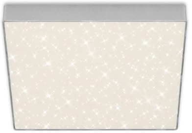 BRILONER - LED-taklampa med stjärndekoration, LED-taklampa ramlös, LED-bygglampa, neutral vit färgtemperatur, silverfärgad, 28,7 cm