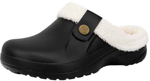 ChayChax Femme Hiver Sabots Fourrées Homme Pantoufles Chaud Peluche Chaussons Maison Imperméables Chaussures de Jardin Intérieur et Extérieur