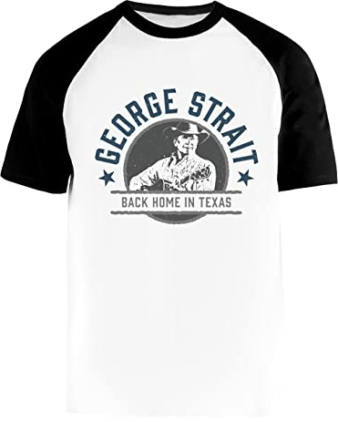 GUNMANTOR George Strait Back Home in Texas Maglietta da Baseball Bianca Girocollo a Maniche Corte Unisex da Donna Uomo T-Shirt Mens Womens XXL