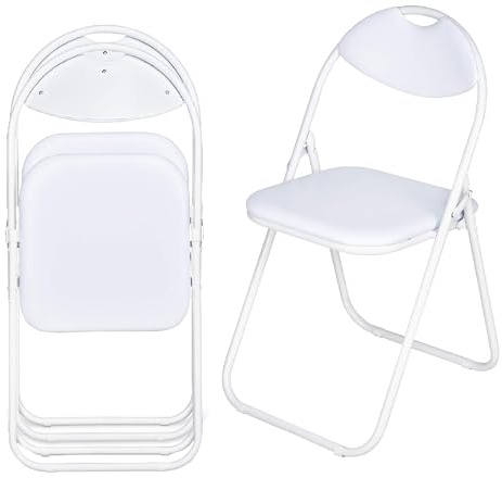 UR CHOICE Premium White Folding Chair, Stylish Padded Paris Faux Leather Seat for Home, Office, Dining & Desk Use, Foldable, Durable & Comfortable Seating Solution(1 Set)