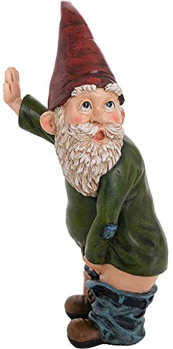 Mihauuke Statue de lutin - Nain de jardin - Statue de jardin amusante - Décoration de jardin en plein air - Nain de jardin - Doigt d'honneur - Figurine de jardin miniature