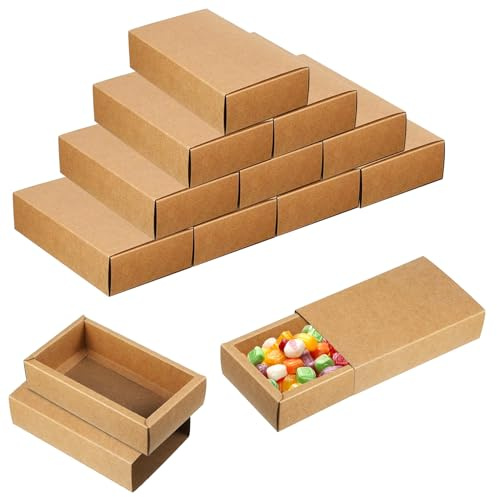 GOEDCH Scatole per Cassetti in Carta Kraft :12 Pezzi 20.5×14×3.6 cm Scatola Rettangolare in Cartone Kraft, Scatola di Carta Kraft Marrone, Scatole Regalo per Confezioni Regalo, Natale, Matrimonio