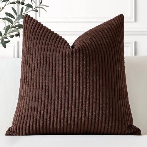 Artscope Ein Kissenbezug Kordsamt Zierkissenbezug Dekokissen Sofakissen 40x40 cm Cord Kissenhülle Couchkissen Dekorative Weiche Kissen für Sofa Wohnzimmer Zuhause Schlafzimmer Braun