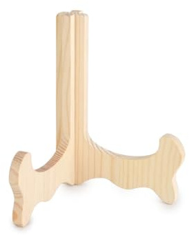TIE-DailyNec 1 Pièce Supports D'assiettes en Bois, 6.3 Pouces Support Assiette en Bambou, mini Chevalet de Table, Support de Cartes Postales pour Présentation D'assiettes, DVD, Cadres Photo, Images