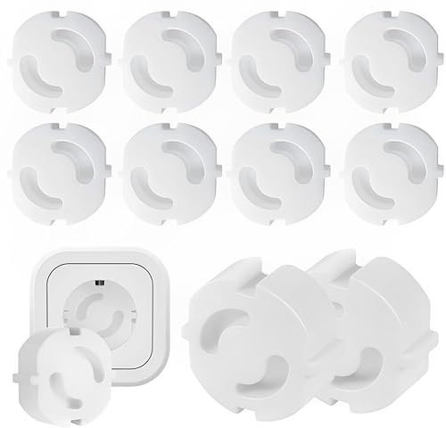 Cache Prise Bébé Français, 10 Cache Prise Bebe Prise Française - Système Automatique Sans Clef [ Self Adhésif ] - Protection Bébé - Cache-Prise électrique Maison Puériculture (Blanc)