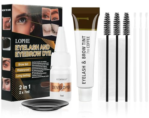 LOPHE Kit Sopracciglia, 30g Colorazione Permanente per Sopracciglia e Ciglia, Tinta per Sopracciglia Permanente, Marrone Caffè