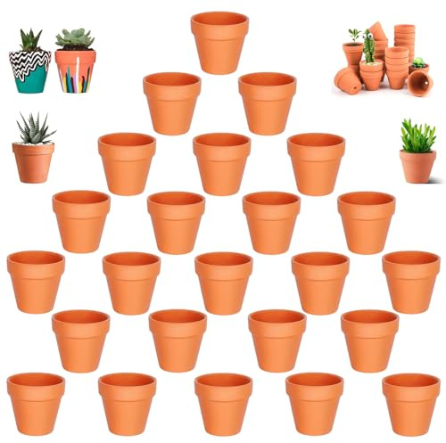 24 Pezzi Terracotta Pot, 3,5x3 cm Piccoli vasi in Terracotta, Mini Vasi da Fiori in Ceramica con Foro di Scarico, per Piante Succulente di Cactus per Interni