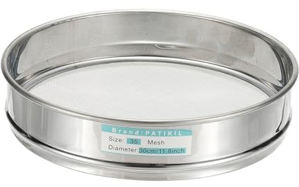 PATIKIL 35 Mesh(0.5mm) Lab Sieve, 11.8(30cm) Diameter Sifting Screen 304 Stainless Steel Wire Cloth Fine Mesh Sieve for Industrial Laboratory Home Soil Sifter Dry Sift Screens Hash