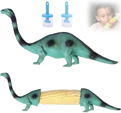 Porte-éPis de MaïS Dinosaure, Porte-éPis de MaïS Pour Enfants Et Adultes, Avec Dents En Acier Inoxydable Et 2 Brosses à Huile, RéUtilisables(Style 2)