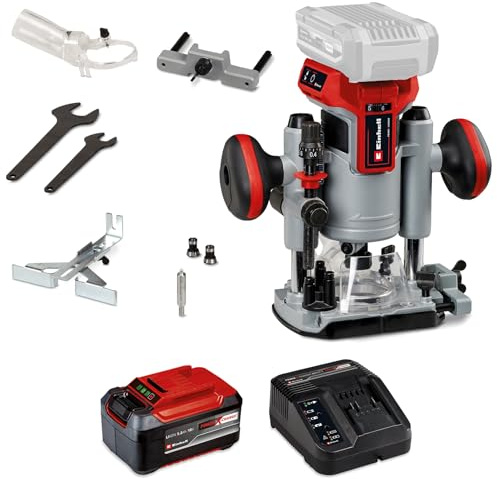 Einhell Professional Akku-Oberfräse TP-RO 18 Li BL Power X-Change (18 V, Li-Ion, Hubhöhe 35 mm, Brushless-Motor, inkl. Parallelanschlag, inkl. 5,2 Ah Akku & Ladegerät)