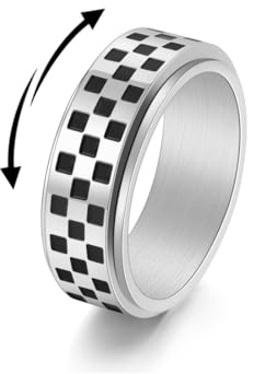 Gkaopi Plata Anillos para Mujeres Hombres Ansiedad Anillo para Inquietos Antiestrés Anillos Giratorios Acero Inoxidable Antiestres Fidget Anillo (plata, 9)